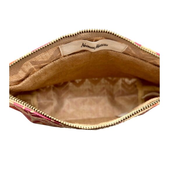 Neiman Marcus Fashioned For Change Clutch/Makeup Bag Set Blue & Pink Chevron - Picture 8 of 9